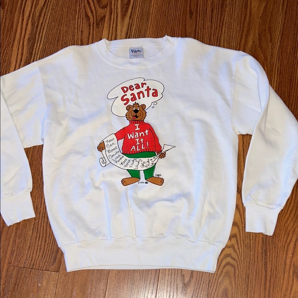 Vintage 86 Dear Santa Christmas Holiday‎ Letter Graphic Chris T  Sweatshirt SZ L